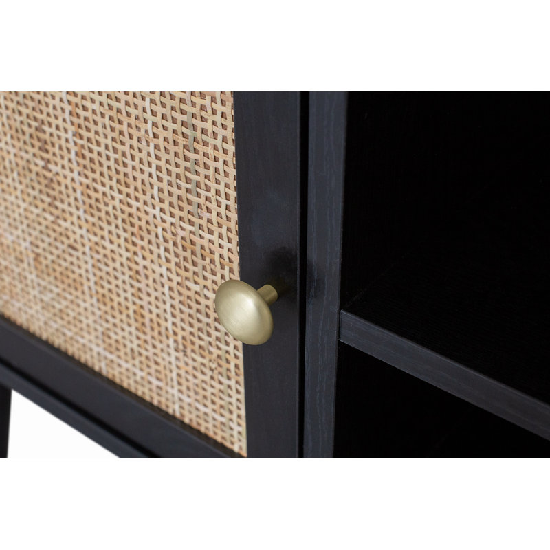 Beachcrest Home Presley Rattan Storage Media Console for TVs up to 59